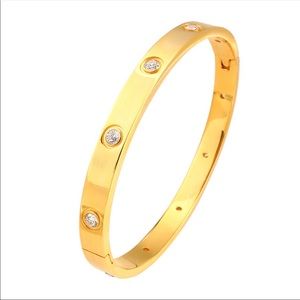 Gold Color with rhinestones Stainless Steel bangle